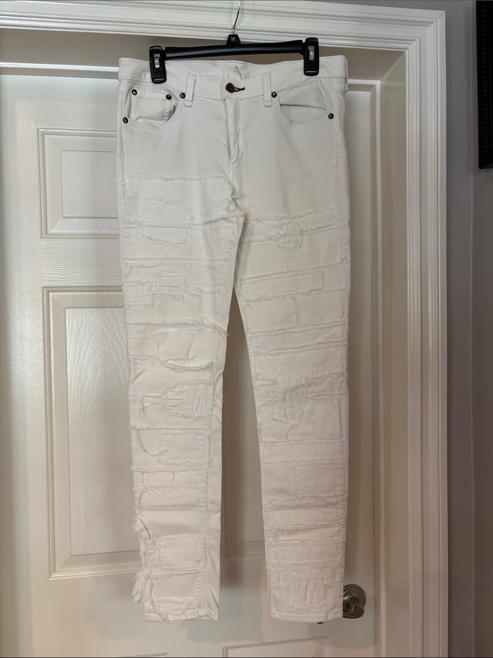 rag & bone White Layered Distressed Skinny Jeans